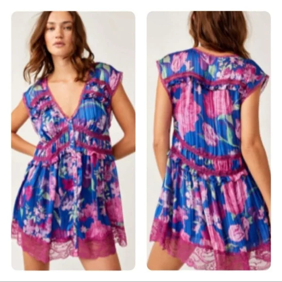 Free People SPRING FLING MINI DRESS SIZE LARGE - Picture 7 of 16